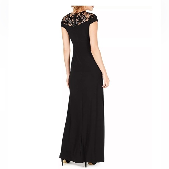 ADRIANNA PAPELL Adrianna Women's Sequin Embellished Illusion-Lace Gown evening 4 - Picture 6 of 12